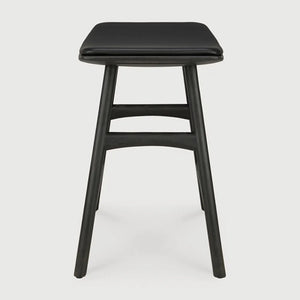 Ethnicraft – Osso – Tabouret Osso – Chêne noir - Cuir Black - Tabouret