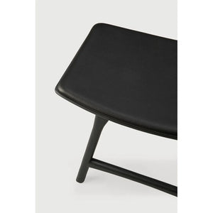 Ethnicraft – Osso – Tabouret Osso – Chêne noir - Cuir Black - Tabouret