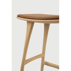 Ethnicraft – Osso – Tabouret Osso – Chêne - Cuir Cognac - Tabouret de cuisine