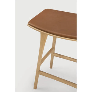 Ethnicraft – Osso – Tabouret Osso – Chêne - Cuir Cognac - Tabouret de cuisine
