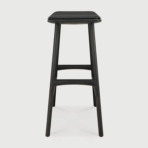 Ethnicraft – Osso – Tabouret Osso – Chêne noir - Cuir Black - Tabouret de cuisine