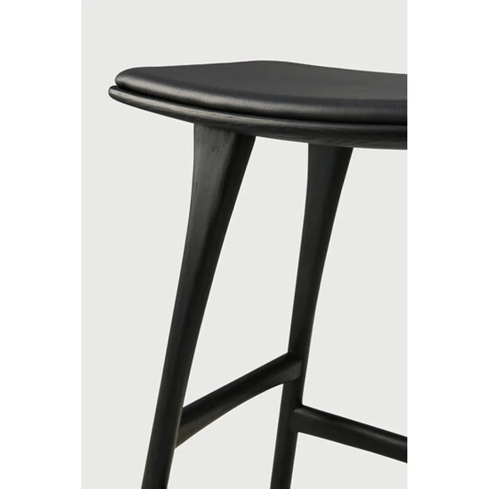 Ethnicraft – Osso – Tabouret Osso – Chêne noir - Cuir Black - Tabouret de cuisine