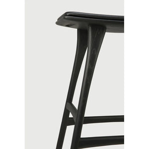 Ethnicraft – Osso – Tabouret Osso – Chêne noir - Cuir Black - Tabouret de cuisine