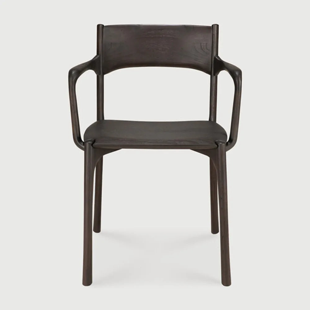 Ethnicraft – PI – Chaise PI – Teck brun foncé - Avec accoudoir