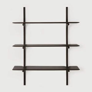 Ethnicraft – PI – Etagere Murale Pi – Acajou brun foncé - 3 étagères