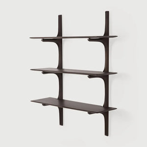 Ethnicraft – PI – Etagere Murale Pi – Acajou brun foncé - 3 étagères