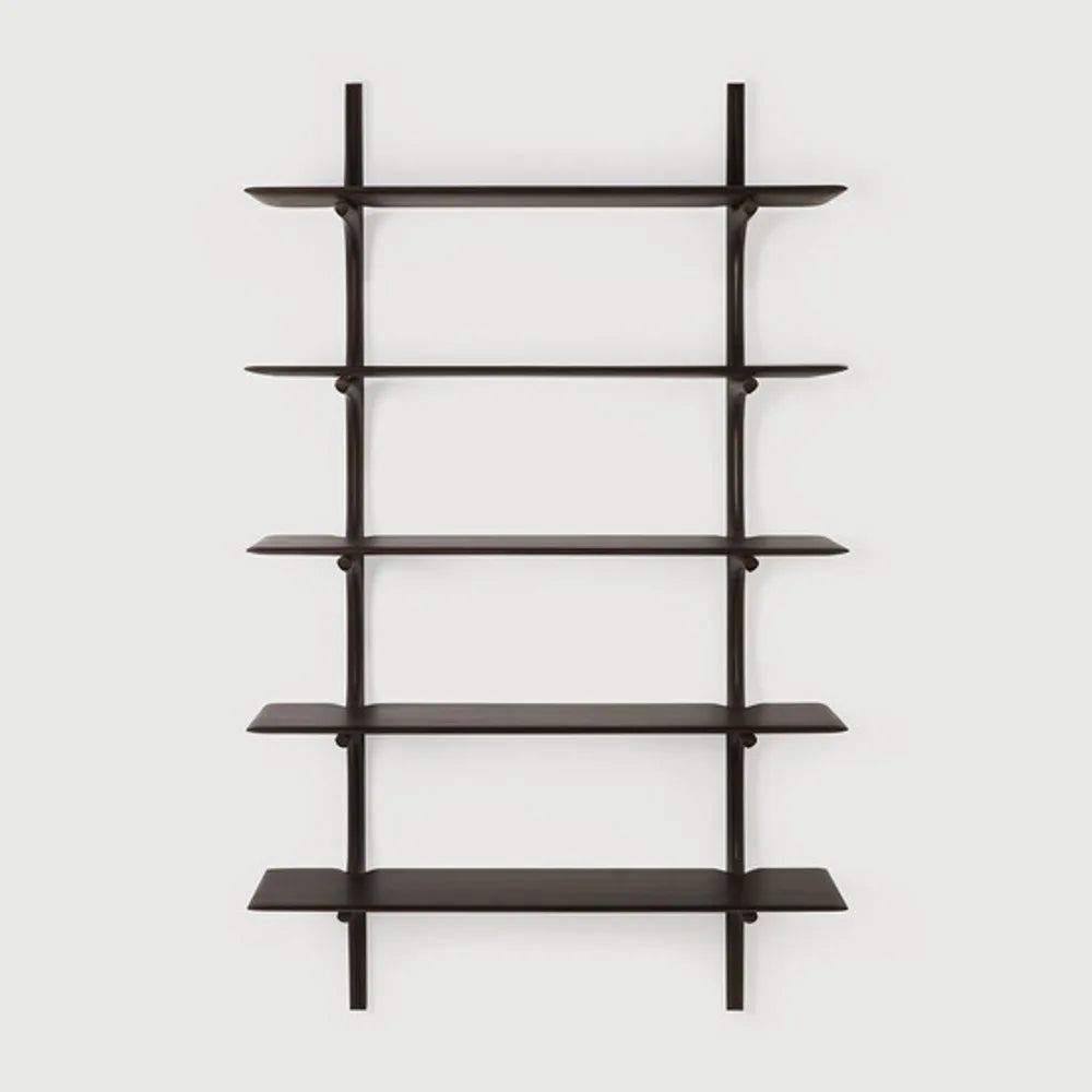 Ethnicraft – PI – Etagere Murale Pi – Acajou brun foncé - 5 étagères