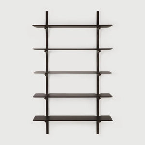 Ethnicraft – PI – Etagere Murale Pi – Acajou brun foncé - 5 étagères