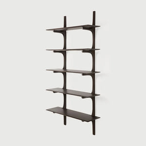 Ethnicraft – PI – Etagere Murale Pi – Acajou brun foncé - 5 étagères