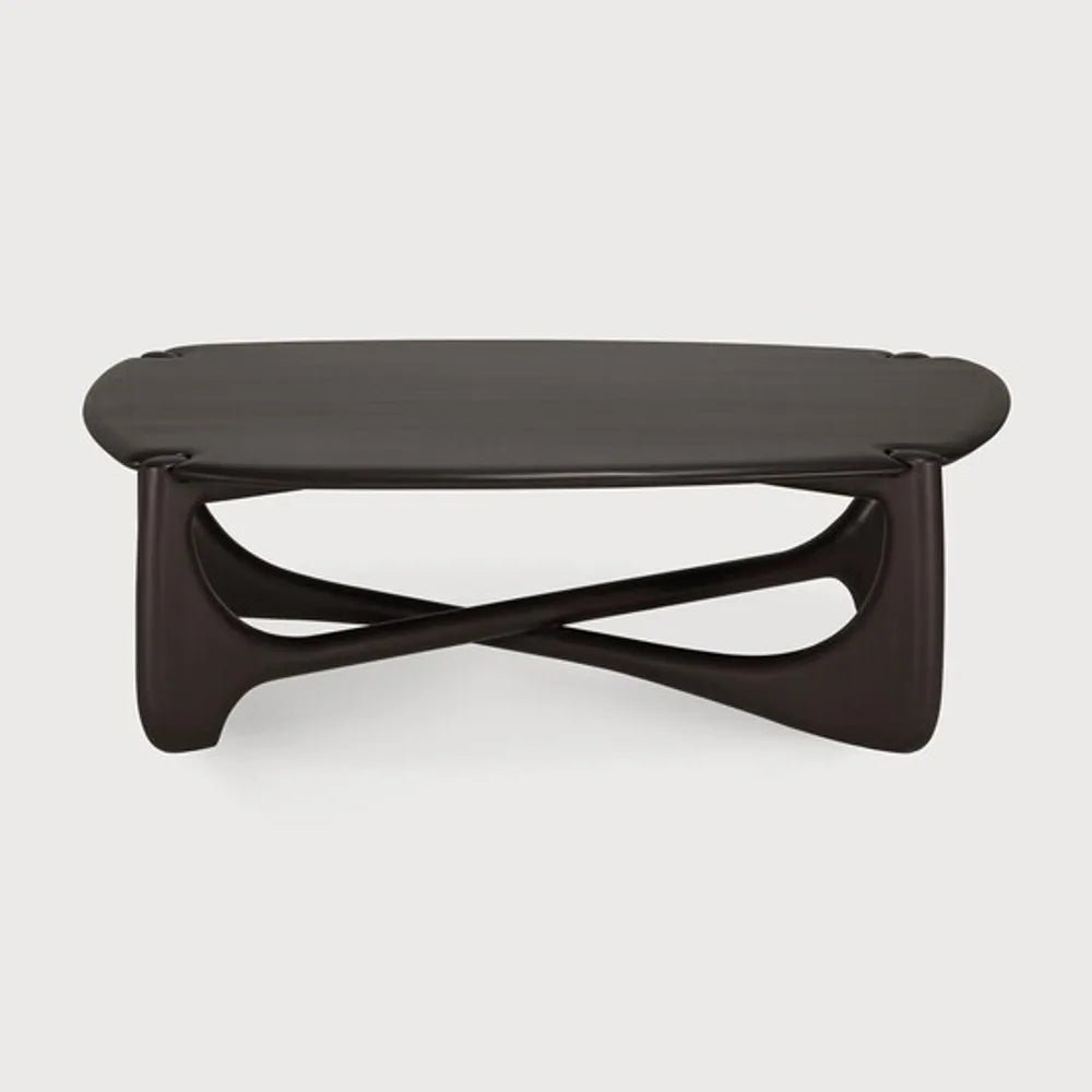 Ethnicraft – PI – Table Basse Pi – Acajou brun foncé - 134 x 97 x 40 cm - Galet