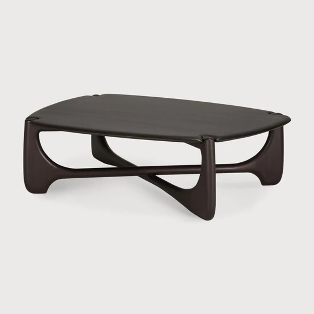 Ethnicraft – PI – Table Basse Pi – Acajou brun foncé - 134 x 97 x 40 cm - Galet