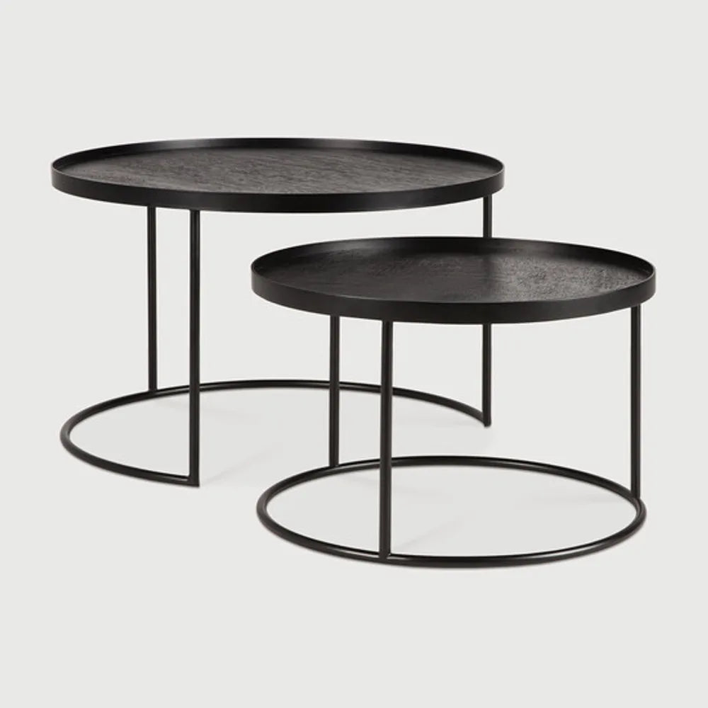 Ethnicraft – Tables à plateau – Set De Tables Basses A Plateaux – Small/Large - Rond
