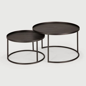 Ethnicraft – Tables à plateau – Set De Tables Basses A Plateaux De Jardin – Aluminium Dark Bronze