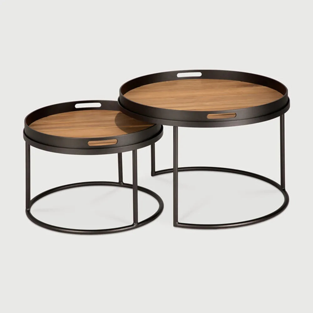 Ethnicraft – Tables à plateau – Set De Tables Basses A Plateaux De Jardin – Aluminium Dark Bronze