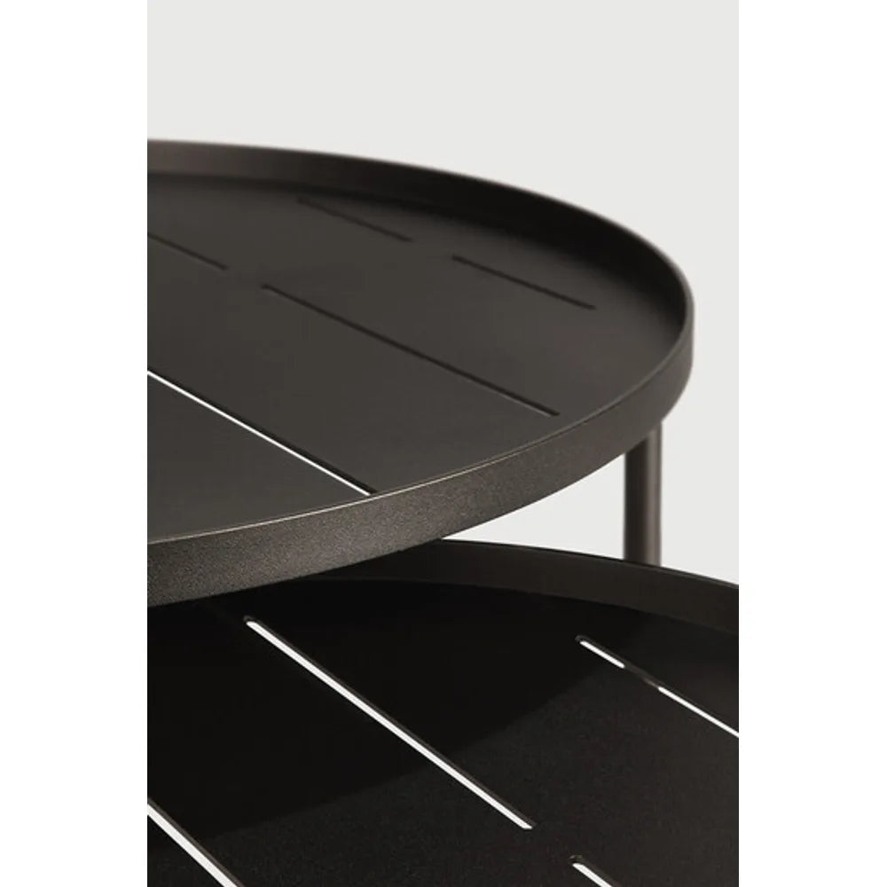 Ethnicraft – Tables à plateau – Set De Tables Basses A Plateaux De Jardin – Aluminium Dark Bronze