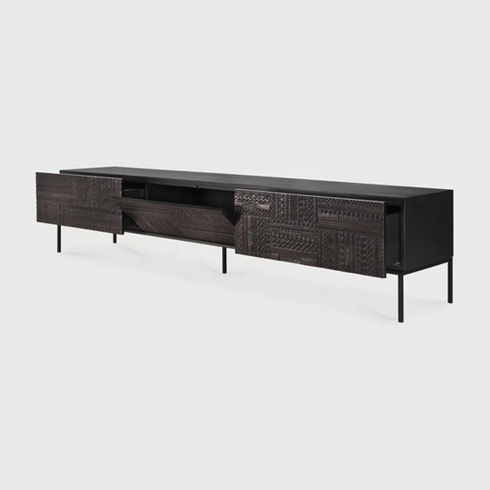 Ethnicraft – Tabwa – Meuble Tv Tabwa – Teck noir clair - 240 cm