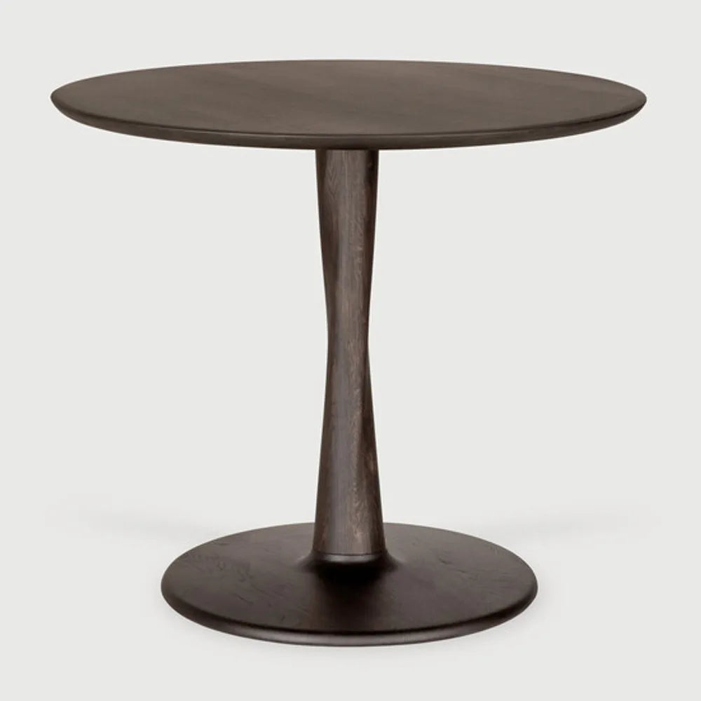 Ethnicraft – Torsion – Table Torsion – Chêne brun - Rond - 90 cm - Standard, 76 cm
