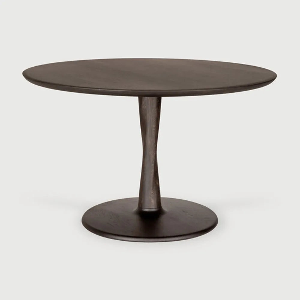 Ethnicraft – Torsion – Table Torsion – Chêne brun - Rond - 127 cm - Standard, 76 cm