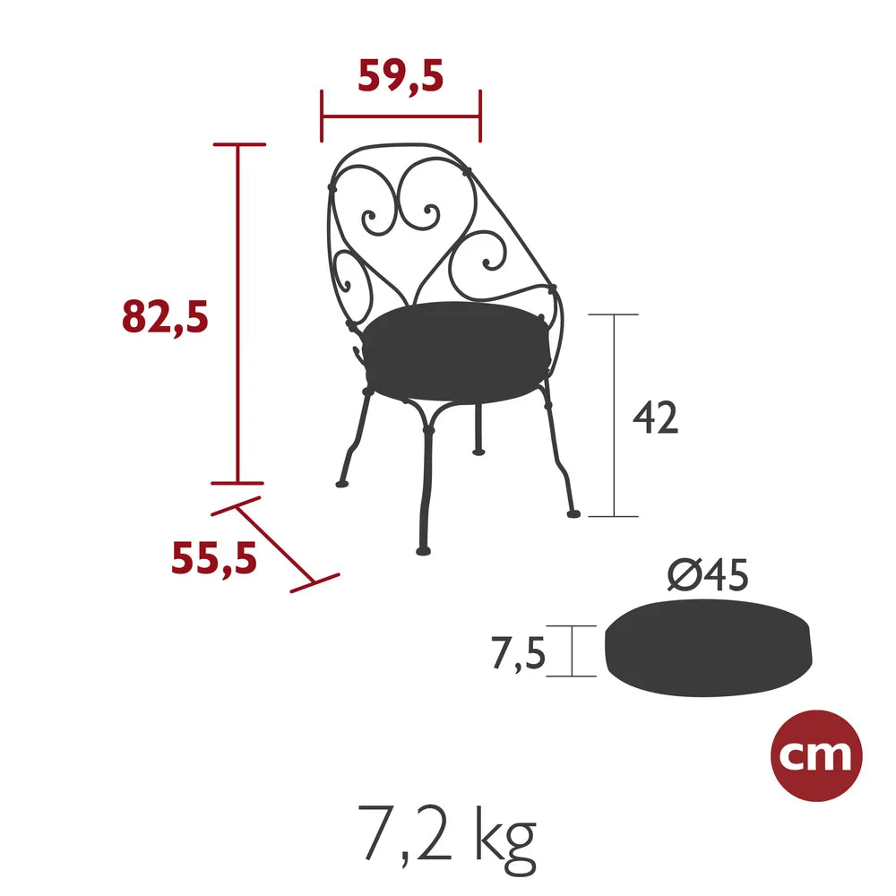 Fermob – Fauteuil cabriolet – guide de dimensions