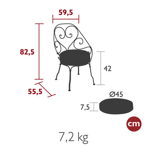 Fermob – Fauteuil cabriolet – guide de dimensions