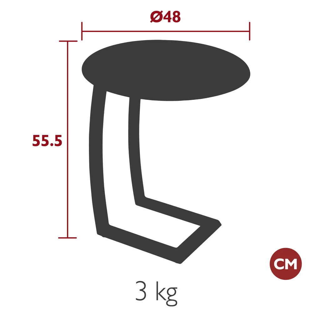 Fermob – Table basse déportée ø 48 cm – guide de dimensions
