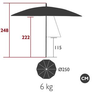 Fermob – Parasol ø250 cm – guide de dimensions