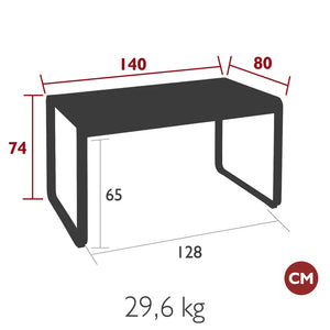 Fermob – Table 140 x 80 cm – guide de dimensions