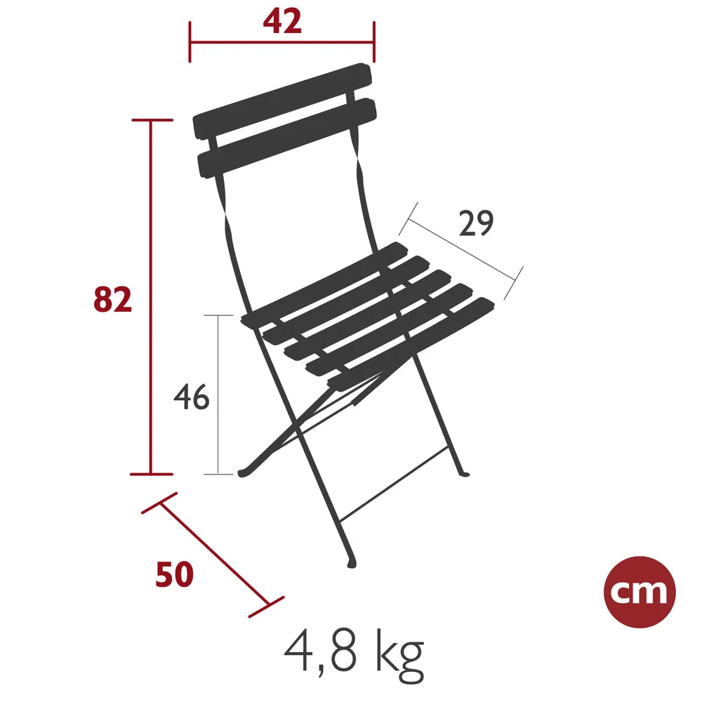 Fermob – Chaise métal – guide de dimensions