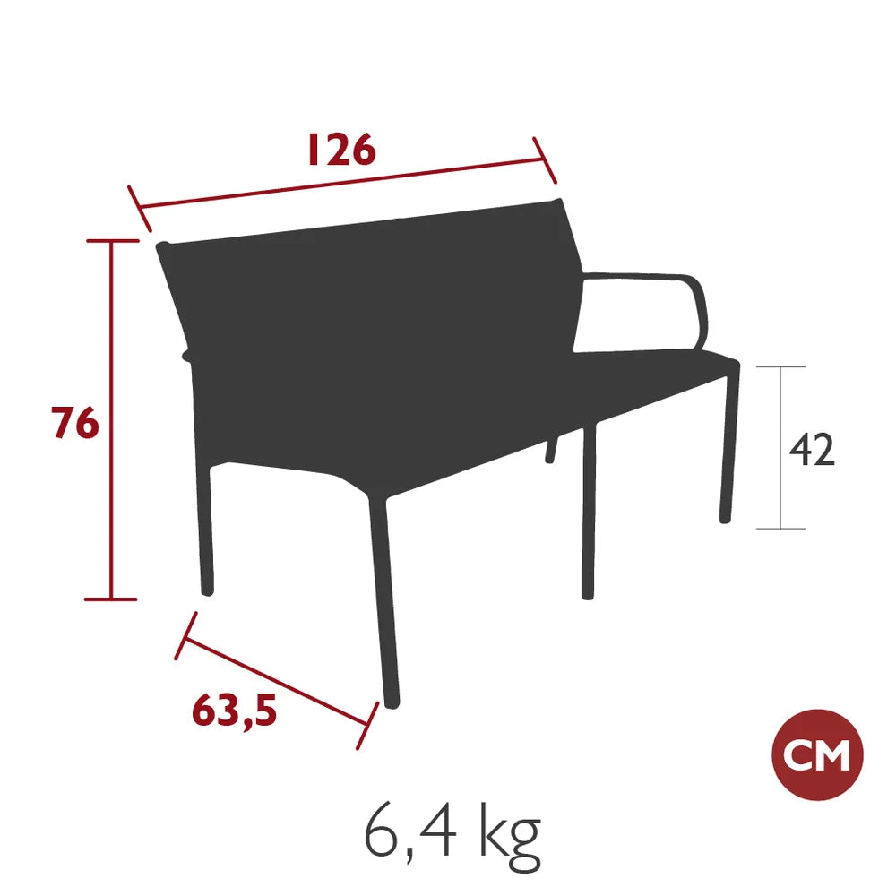 Fermob – Banquette duo – guide de dimensions