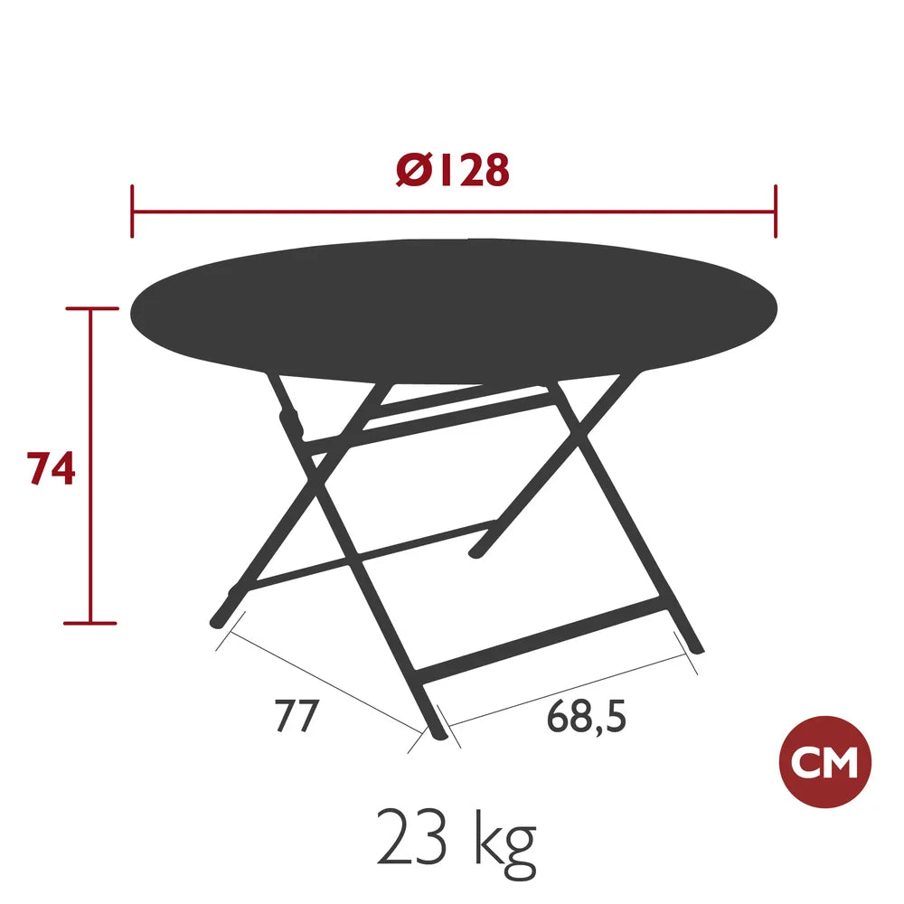 Fermob – Table ø 128 cm – guide de dimensions