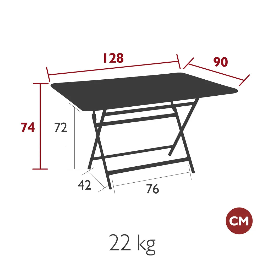 Fermob – Table 128 x 90 cm – guide de dimensions