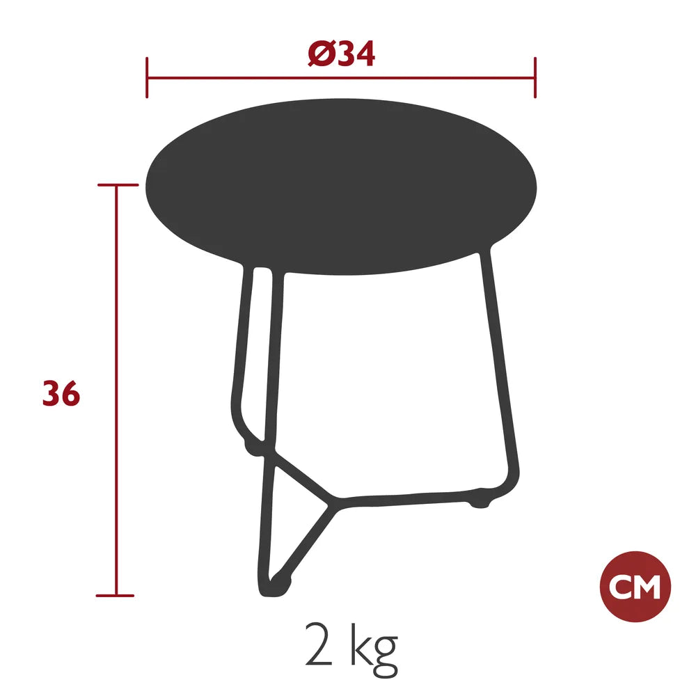 Fermob – Table d'appoint ø 34 cm – guide de dimensions