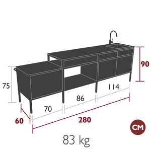 Fermob – Cuisine la généreuse – guide de dimensions