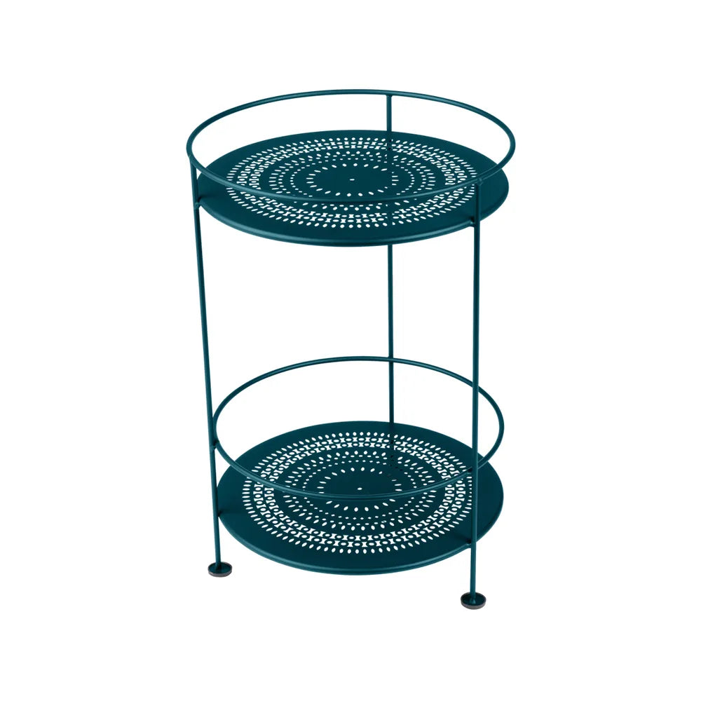 Fermob – Guinguette – Guéridon double plateau perforé – Bleu acapulco