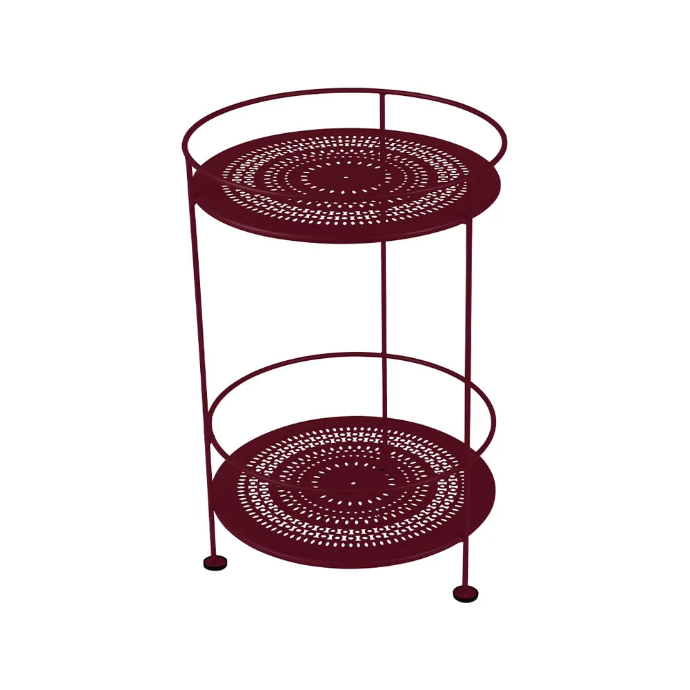 Fermob – Guinguette – Guéridon double plateau perforé – Cerise noire