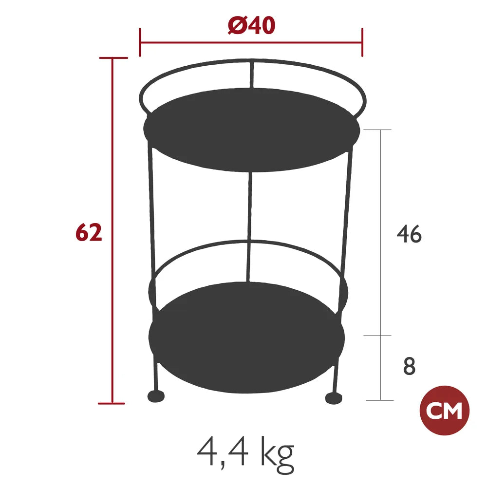 Fermob – Guéridon double plateau perforé – guide de dimensions