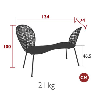 Fermob – Banquette conversation – guide de dimensions