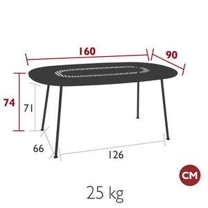 Fermob – Table ovale 160 x 90 cm – guide de dimensions