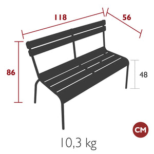 Fermob – Banc à dossier 2/3 places – guide de dimensions