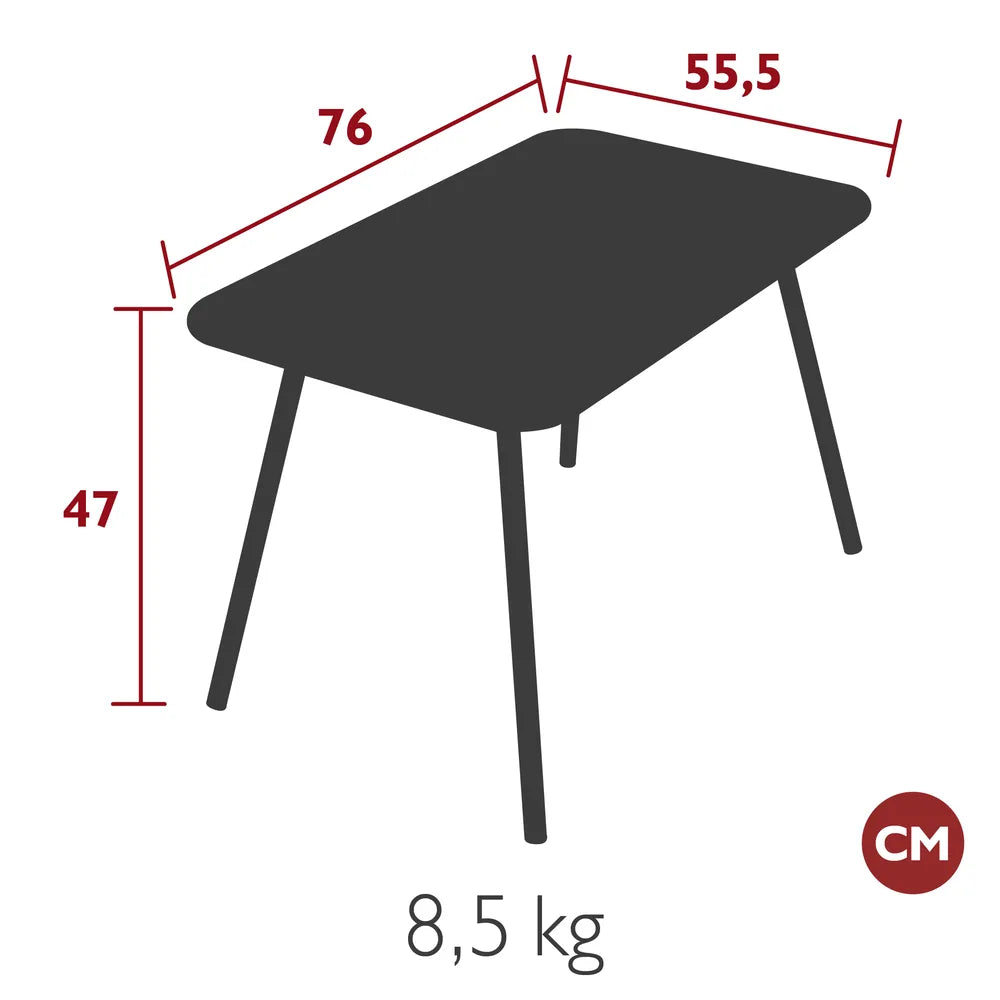Fermob – Table 76 x 55.5 cm – guide de dimensions