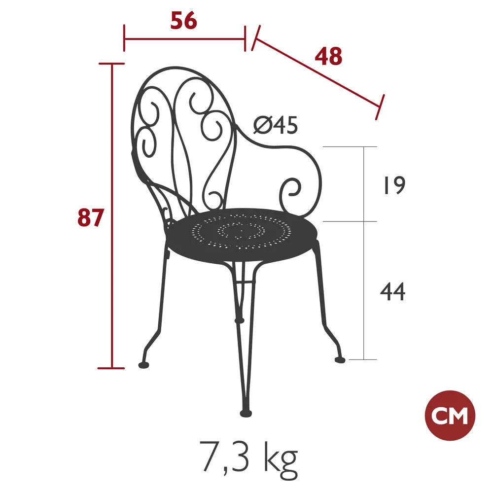 Fermob – Fauteuil – guide de dimensions