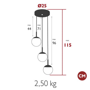 Fermob – Suspension triple ø15 cm – guide de dimensions