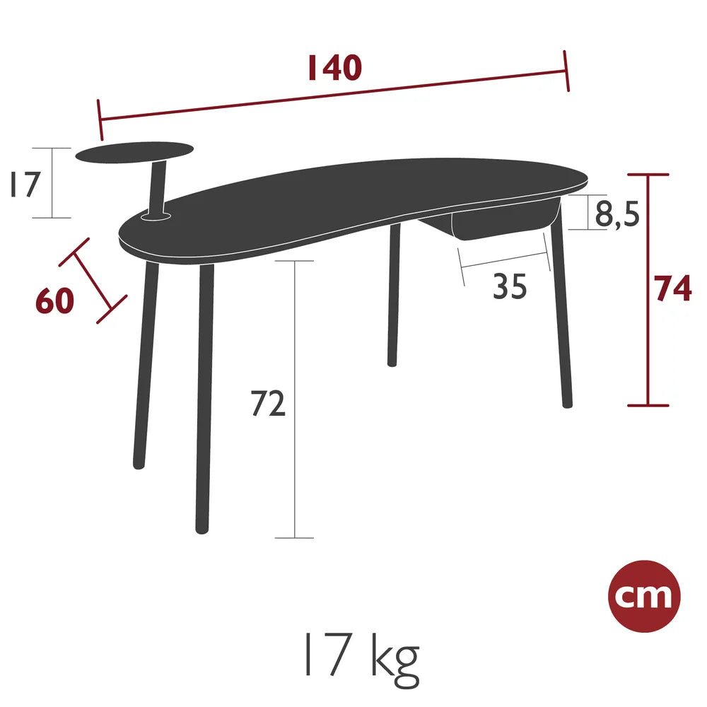 Fermob – Bureau chêne – guide de dimensions