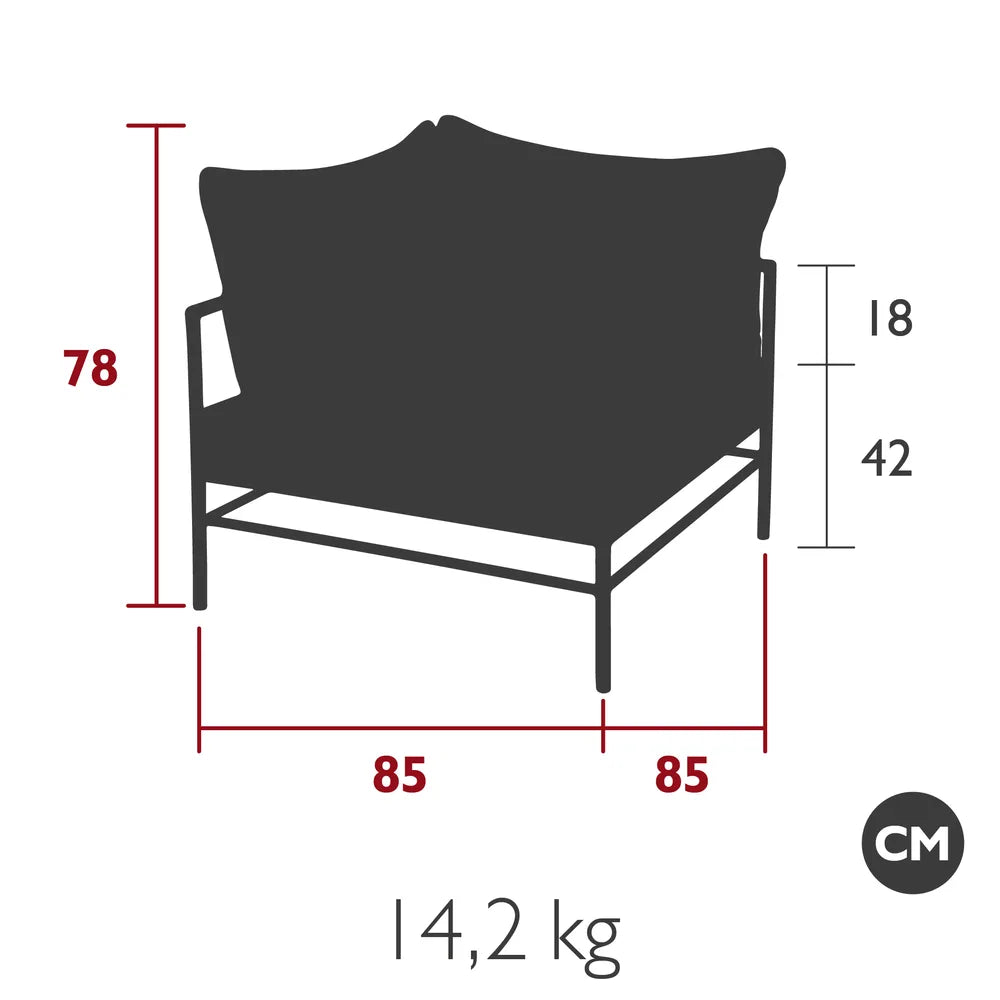 Fermob – Fauteuil d'angle – guide de dimensions