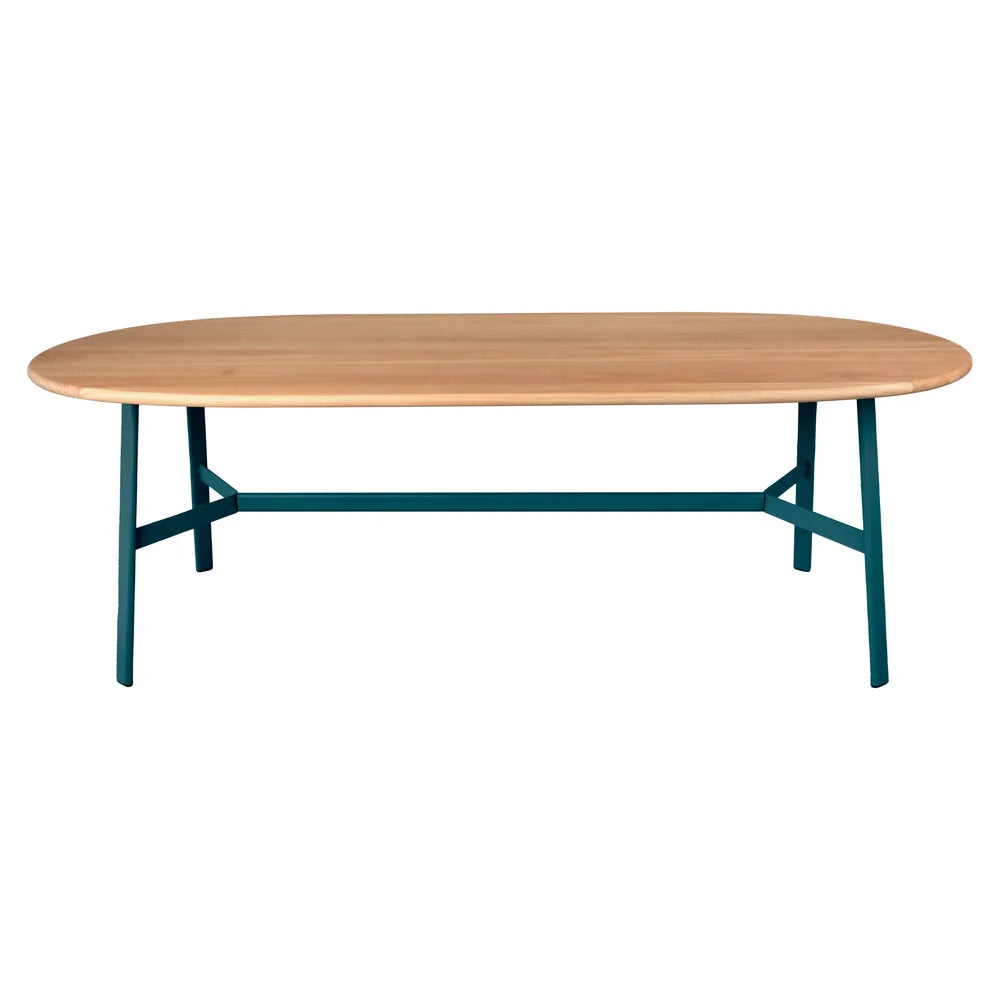 Fermob – So'o – Table chêne ovale 220 x 95 cm – Bleu acapulco