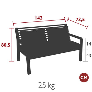 Fermob – Canapé 2 places – guide de dimensions
