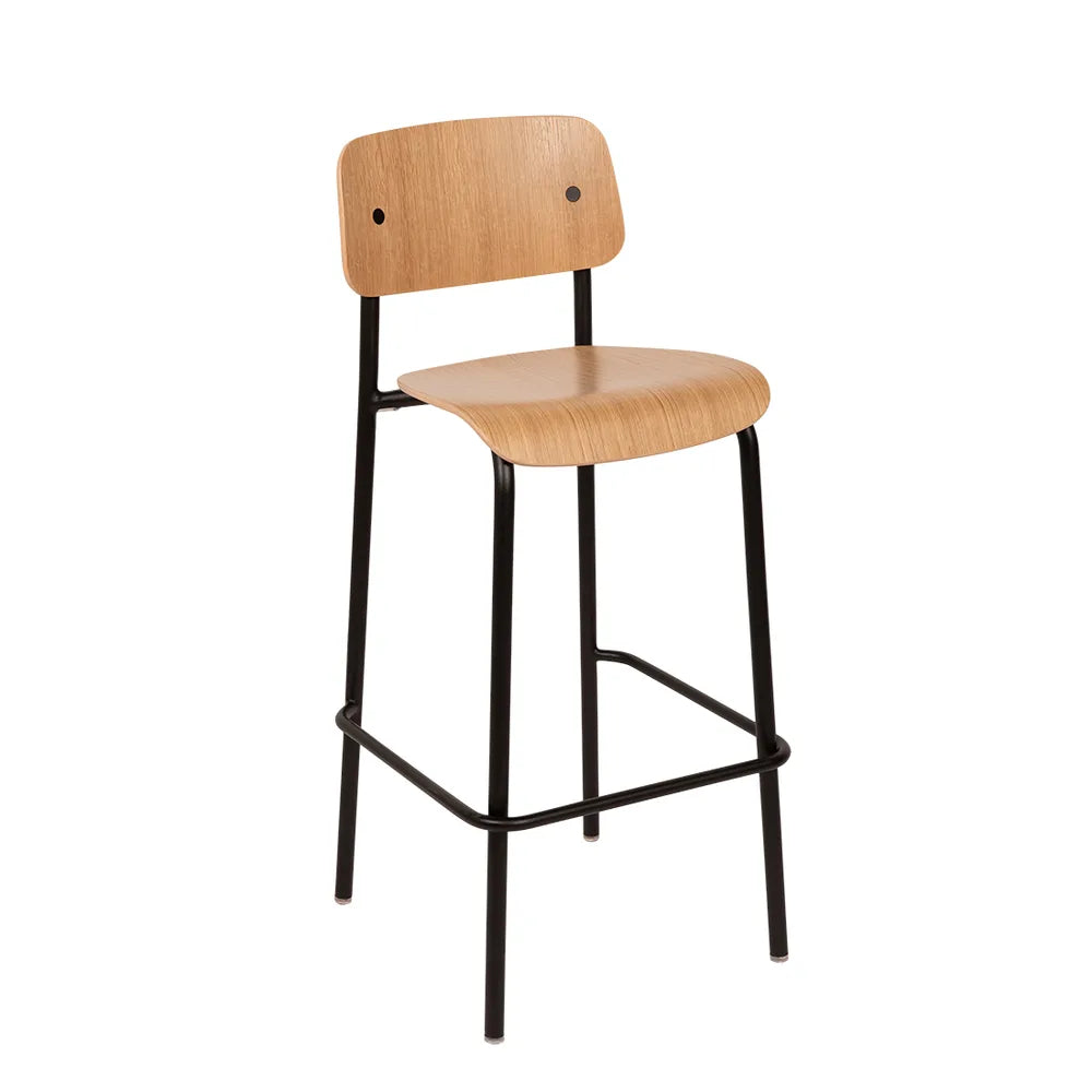 Fermob – Studie – Chaise de bar chêne h75 – Réglisse