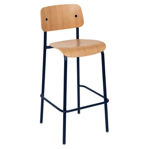 Fermob – Studie – Chaise de bar chêne h75 – Bleu abysse