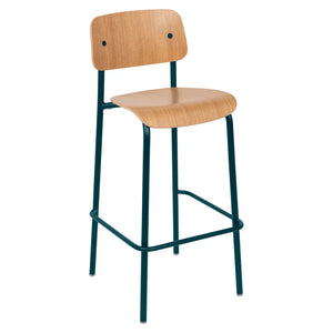 Fermob – Studie – Chaise de bar chêne h75 – Bleu acapulco