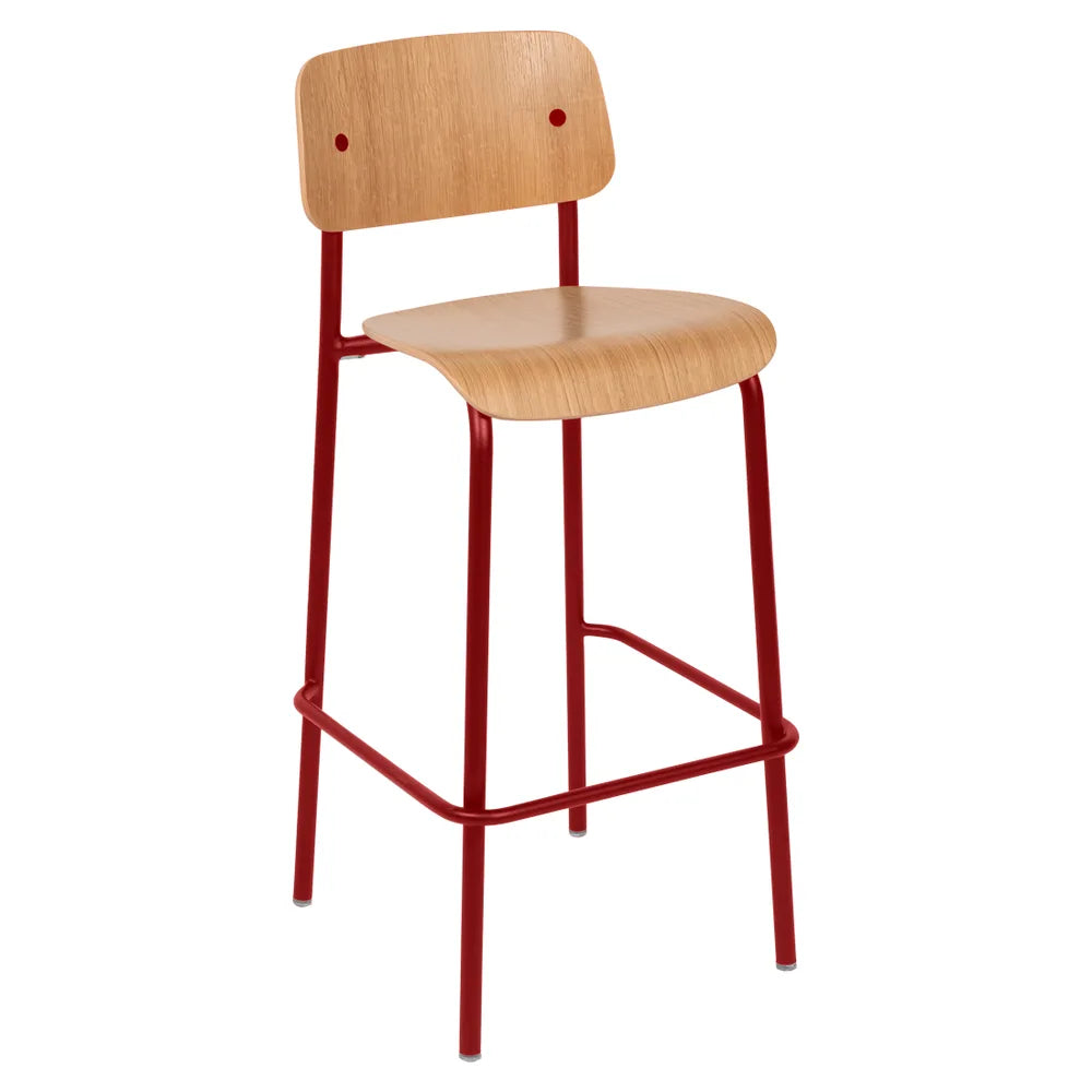 Fermob – Studie – Chaise de bar chêne h75 – Piment